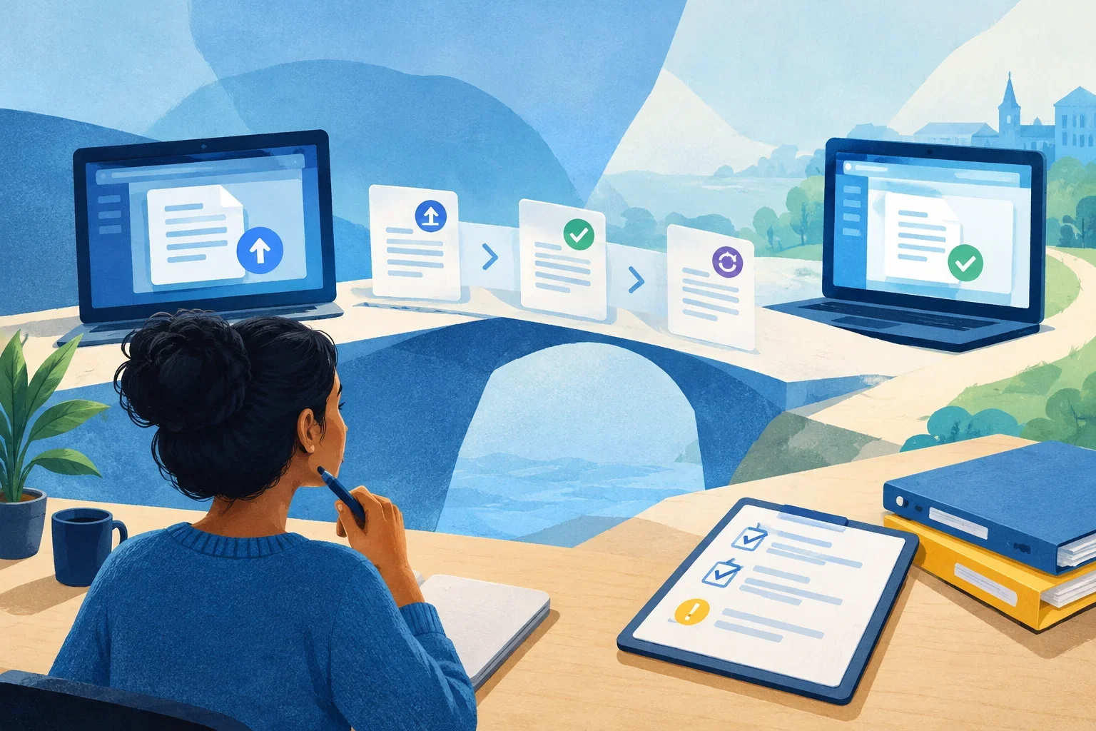 Editorial illustration for Before switching LMS, test the move with one complete assessment record